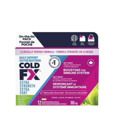 COLD-FX Extra Strength Ginseng Extract Reduce Chance Cold and Flu Support Immune System - 12 Vegan Capsules