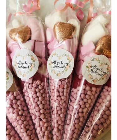 Baking Friends Will You Be My Bridesmaid Wedding Sweet Candy Cones Sweets Party Gift Cone Bags Filled Favour Bag Bridal Party Gift (6 Cones) - Buy Online on SooperMarket.com