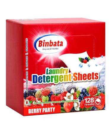 Laundry Detergent Sheets Up To 128 Loads Berry Scent Hypoallergenic Eco-Friendly Laundry Sheets Biodegradable Plastic Free Liquidless Laundry Sheets Detergent Suitable for Sensitive Skin