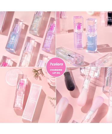 Magic Color Changing Lip Glow Oil - 2024 Moisturizing Gloss | Pink & Black Glitter | Non-Sticky Long-Lasting Lip Care (1 Fl Oz - Buy Online on SooperMarket.com