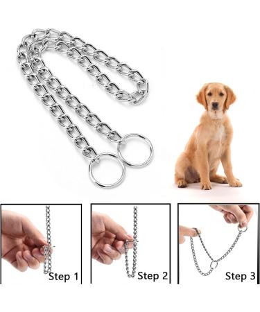 Durable Metal Choke Chain Dog Collar for Outdoor Training - Small, Medium, Large Sizes - Adjustable Silver Necklace - L 65cm, 4.0mm Diameter - Buy Online on SooperMarket.com