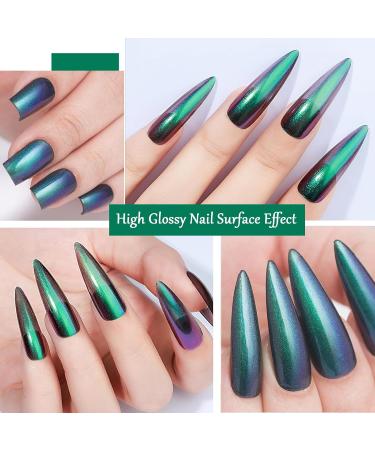 Chameleon Nail Polish - Holographic Glitter Nail Polish - Shimmer Chrome Nail Art Varnish - Quick Dry Nail Varnish - Long-lasting Nail Polish for Manicure DIY at Home - No Need Baking green - Buy Online on SooperMarket.com