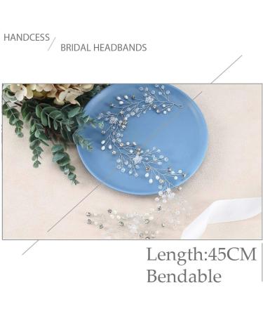 Handcess Bride Wedding Crystal Hair Vine Pearl Silver Headpiece Rhinestone Bridal Hair Accessories for Women and Girls (Silver) - Buy Online on SooperMarket.com