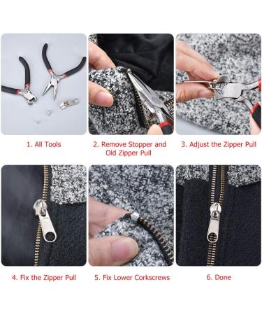 197 Pcs Zipper Repair Kit with Pliers | Replacement for Sleeping Bags, Jackets, Tents, Luggage & Backpacks - Buy Online on SooperMarket.com