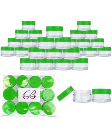Beauticom 36 Pieces 20G/20ML Round Clear Jars with GREEN Lids for Lotion Creams Toners Lip Balms Cosmetic Makeup Samples - BPA Free