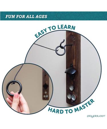 Play Platoon Rustic Brown Wood Hook and Ring Game with Bottle Opener and Magnetic Cap Catch - Adult Ring Toss Game - Buy Online on SooperMarket.com