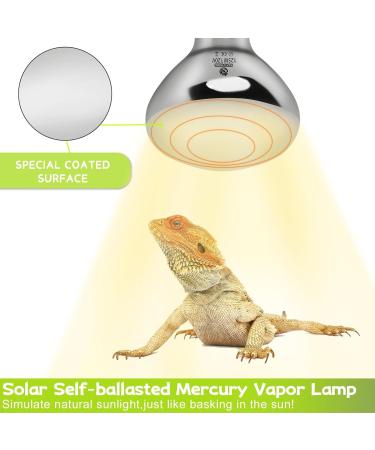 REPTI HOME Reptile Heat Lamp 125W Full Spectrum UVA UVB Sun Lamp Simulate Natural Sunlight Heat Lamp Bulb for Reptile and Amphibian Sun Light 125W - Buy Online on SooperMarket.com