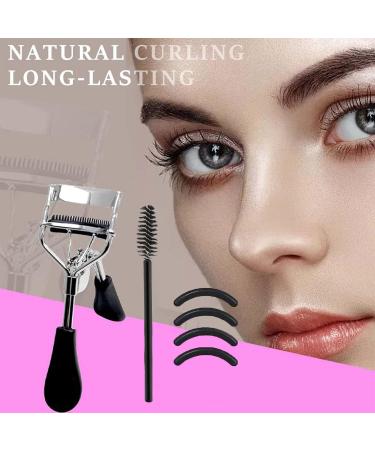 Eyelash Curler with Comb 3 in 1 Black Lash Curler Kit with 4 Extra Silicone Eyelash Curler Refills for Women Girls Eye Lashes Curlers Strong Contoured No Pinching or Pulling Fit All Eye Shapes - Buy Online on SooperMarket.com