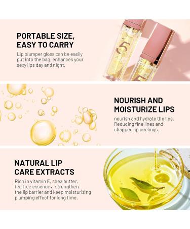 FREEORR 2Pcs Lip Plumper Gloss - Hydrating Lip Oil with Green Tea & Vitamin E for Fuller, Elastic Lips - Buy Online on SooperMarket.com