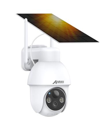 ANRAN 2K Security Camera Wireless Outdoor, Solar Outdoor Camera with 360 View, Smart Siren, Spotlights, 3MP Color Night Vision, AI Human Detection, 2-Way Talk, Compatible with Alexa, Q3 White White-3MP