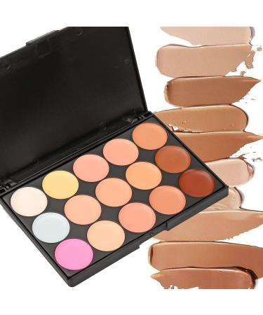 FantasyDay 15 Color Concealer Palette - High Opacity Contour Kit with Brushes & Sponge | Long-Lasting Full Coverage Color Corrector - Buy Online on SooperMarket.com