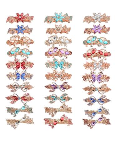 FZBNSRKO 5 Pack French Barrettes Crystal Rhinestone Butterfly/Bow Tie/Flower Metal French Barrettes Hair Barrettes for Women Girls(Random Color)
