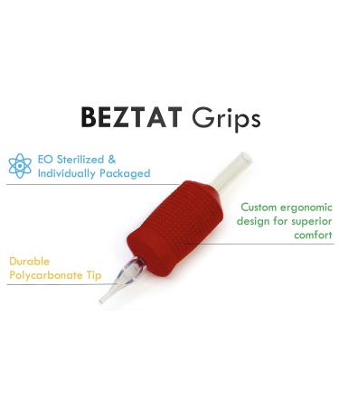 BEZTAT 25mm Ultra Premium Clear Disposable Tubes - 20 Pack with Red Soft Silicone Grip, 1 Inch Round Tip (5RT) - Buy Online on SooperMarket.com