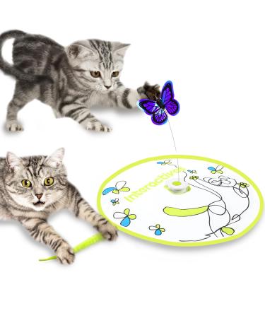 All for paws 2 in 1 cat toys hide-n-seek cat bar toys automatic kitten flutter toys with butterfly spinner cat movable spring toys for indoor cats flutter bug with hide Seek