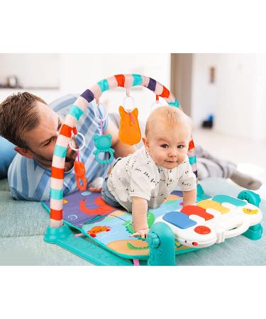 Baby Gym Play Mat with Mirror, Music, Lights - Kick & Play Piano Activity Center for 3-6-9 Month Infants in Green - Buy Online on SooperMarket.com