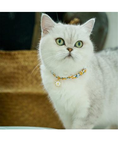 Faygarsle Cotton Breakaway Cat Collar with Bell Daisy Charm - Green & Orange - Buy Online on SooperMarket.com