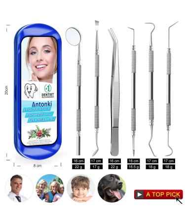 Dental Hygiene Oral Care Kit - Professional Teeth Cleaning Tools | Stainless Steel Dental Tools for Plaque and Tartar Removal | Includes Plaque Remover, Tartar Scraper, Tooth Scaler, Dental Pick - Sea Blue - Buy Online on SooperMarket.com