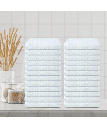 Zuperia 100% Cotton Luxury Wash Cloths 24 Pack - Soft & Absorbent Face Towels for Spa Gym Hotel, 12x12 Inches, White - Pack of 24 - Buy Online on SooperMarket.com