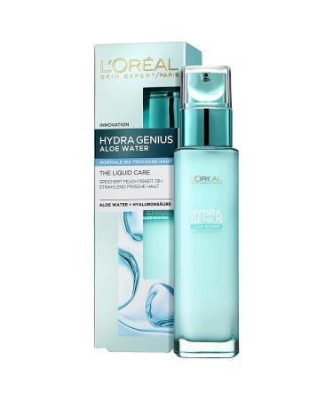 L'Or al paris moisture fluid hydra genius aloe water hydration and freshness for normal to dry skin with aloe water and hyaluronic acid 70ml 70 ml (1 Pack) normal to dry skin