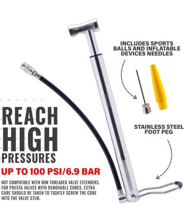 PRO BIKE TOOL Mini Floor Pump - Fast Tire Inflation - Presta & Schrader Valve - High Pressure Pump for Road & Mountain Bikes - Buy Online on SooperMarket.com