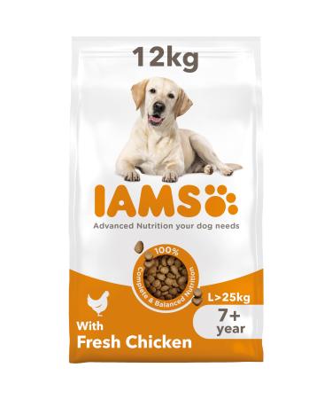 IAMS Complete Dry Dog Food for Senior 7+ Large Breeds with Chicken 12 kg Chicken 12 kg (Pack of 1)