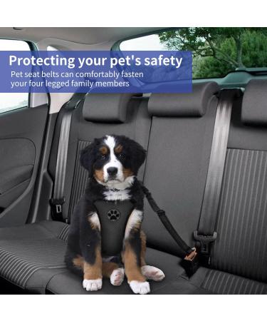 Adjustable Dog Car Seat Belt Harness Pet Safety Belt with Elastic Strap Dog Car Harness for Travel Black 20in-29in long - Buy Online on SooperMarket.com