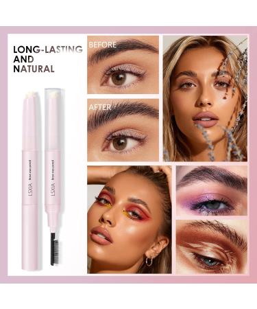 LSxia Double-headed Eye Brow Wax Pen - 2 in 1 Clear Gel Pencil with Comb, Waterproof Brow Styling for 3D Eyebrows makeup - Buy Online on SooperMarket.com