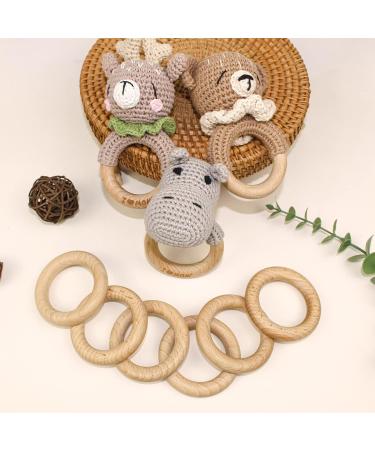 Ruby 8-Piece Natural Wooden Bite Rings | Eco-Friendly Baby Teething Toys & Handicraft Tools ( 70mm) - Buy Online on SooperMarket.com