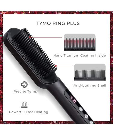 TYMO RING PLUS Ionic Hair Straightener Comb - Nano Titanium Brush with 9 Temp Settings & LED Screen - Buy Online on SooperMarket.com