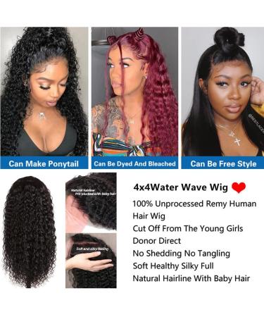 26 Transparent Lace Front Water Wave Wig - Brazilian Virgin Hair, Glueless Curly Wigs - Buy Online on SooperMarket.com