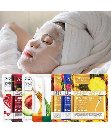 Moisturizing Mask 8 Pieces Fruit Face Mask Face Mask Sheet Moisturizing Facial Tissue Beauty Mask Face Mask Nourishing Soothing Care for All Skin Types Type 2 - Buy Online on SooperMarket.com