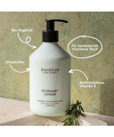 Jean & Len Heavenly Hand & Body Balm - Rosemary & Ginger - Organic Argan Oil & Shea Butter - Paraben & Silicone Free - 500ml - Buy Online on SooperMarket.com