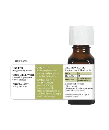 Aura Cacia Pure Nutmeg Essential Oil 0.5 fl. oz | Myristica Fragrans - Aromatherapy & Wellness - Buy Online on SooperMarket.com