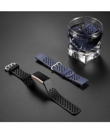 Breathable Sport Bands 3-Pack for Fitbit Charge 3/4 - Black/Navy Blue/Blue Gray - Large Size - Replacement Wristbands for Men and Women by Maledan - Buy Online on SooperMarket.com