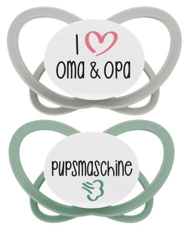 Nip Schnuller My Butterfly Green Special Edition: From sustainable raw materials light and airy still-friendly & jaw-friendly silicone size 3 (16-32 months) with a saying special edition size 3 (16-32 months) Grandma & Grandpa/Pups