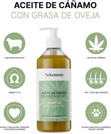 Necomate Hemp Oil & Sheep Fat for Dogs & Cats - 500ml | Digestion Support Healthy Skin & Fur Omega-3 & Omega-6 Supplement - Buy Online on SooperMarket.com