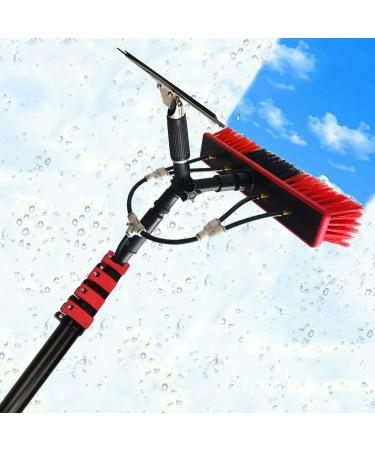 Exterior House Cleaning Brush Set with 3.6-10.8M Extension Pole with Telesextendable Pole and Window Cleaning Squeegee Tool/12Ft(3.6M) 35cm Brush Head 6M/21FT
