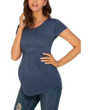 Love2Mi Women's Maternity Nursing Shirt - Layered Wrap Design, Stop Maternity Top - Navy Blue, Size Small - Buy Online on SooperMarket.com