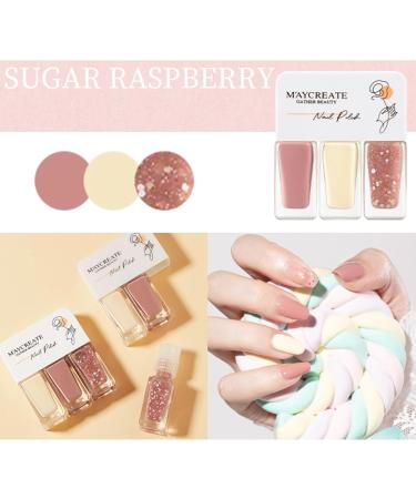 Nail Polish Nail Varnish Pink White Glitter 3 -in-1 Nail Polish Quick Dry Breathable French Manicure Nude Natural Elegant Non-toxic No UV Needed Nail Polishes for Woman Home DIY Nail Art Gift - Buy Online on SooperMarket.com