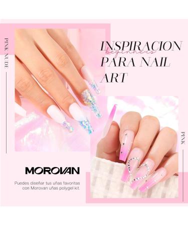 Morovan Poly Gel Starter Set - 8 Colors 48W UV/LED Lamp DIY Nail Kit for Home Use - Perfect Geln gel Poly Gel Extension Set for Women - Buy Online on SooperMarket.com