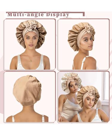 Welrog Satin Hair Hood for Women - Double-Sided Silk Bonnet for Sleeping & Hair Protection - Coffee/Beige Color - Buy Online on SooperMarket.com