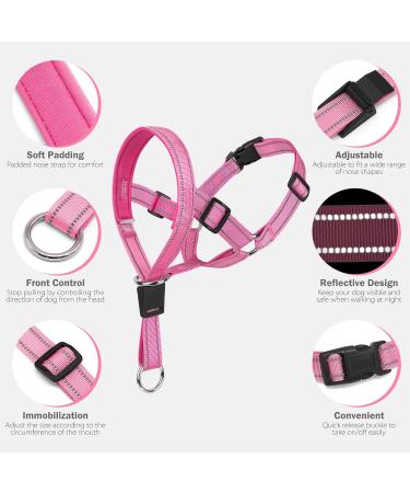 Adjustable Pink Dog Muzzle Halter for Strong Pulling - Weesiber Medium Size | No Pulling Leash Solutions - Buy Online on SooperMarket.com