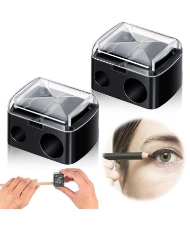Universal Dual Eyeliner Sharpener Makeup 2 Pieces 2 Holes Dual Sharpener Eye Makeup Pencil Sharpener for Big & Small Sized Eye Pencil Sharpeners Eyebrow Pencil Sharpener Lip Liner Sharpener
