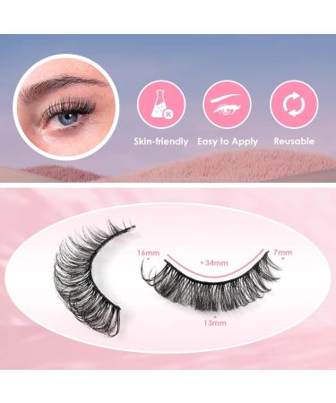 Glowing Win 10 Pair 3D False Eyelashes | Russian Strip Lashes | D Curl Reusable Cat Eye Volume & Wispy Fake Lashes - Buy Online on SooperMarket.com