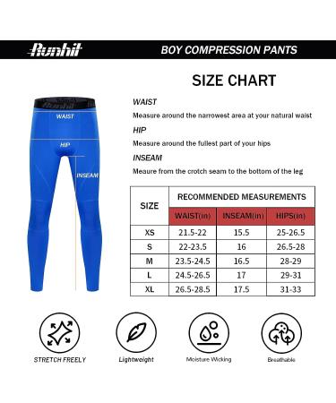 Runhit Boys Compression Leggings - Youth Athletic Tights for Basketball - Blue, Large - Buy Online on SooperMarket.com