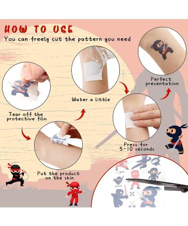 Patelai Ninja Temporary Tattoos - 36 Sheets, FDA Registered, 12 Styles for Kids Party Decorations and School Rewards - Buy Online on SooperMarket.com