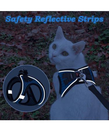 Escape Proof Cat Harness & Lead - Adjustable Reflective Kitten Vest for Outdoor Walking - Comfortable & Easy to Control - Blue XS - Buy Online on SooperMarket.com