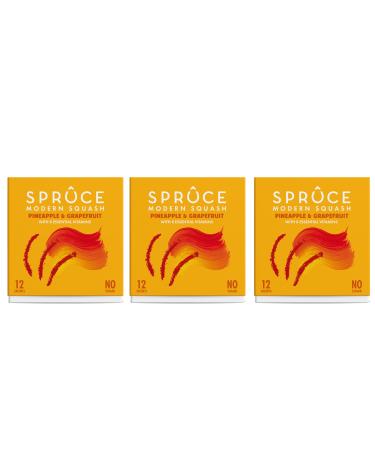 Spruce Natural Water Flavouring With Vitamins Pineapple & Grapefruit Bundle 3 Pack (36 Rehydration Sachets) No Added Sugar Made With Real Fruits Healthy Modern Squash Cordial Pineapple & Grapefruit Pack of 3