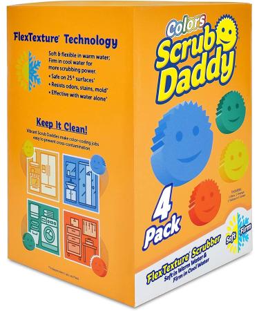 Scrub Daddy Sponge Set Color Variety Pack - Scratch-Free Multipurpose Dish Sponge - BPA Free & Made with Polymer Foam - Stain, Mold & Odor Resistant Kitchen Sponge (4 Count)