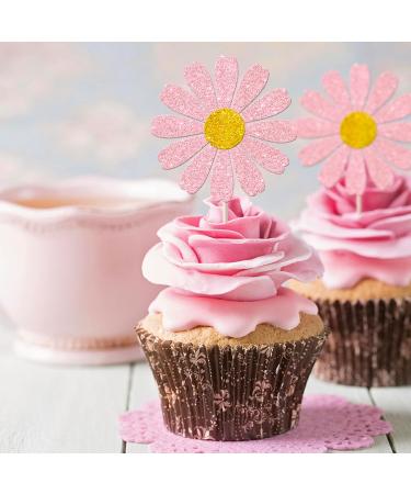 Rsstarxi 24 Pack Daisy Cupcake Toppers Baby Shower Birthday Chrysanthemum Party Cupcake Picks for Daisy Flower Theme Spring Birthday Wedding Party Cake Decorations Pink Design 1 Pink - Buy Online on SooperMarket.com